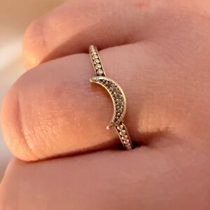 Pandora crescent moon beaded ring. 8.5